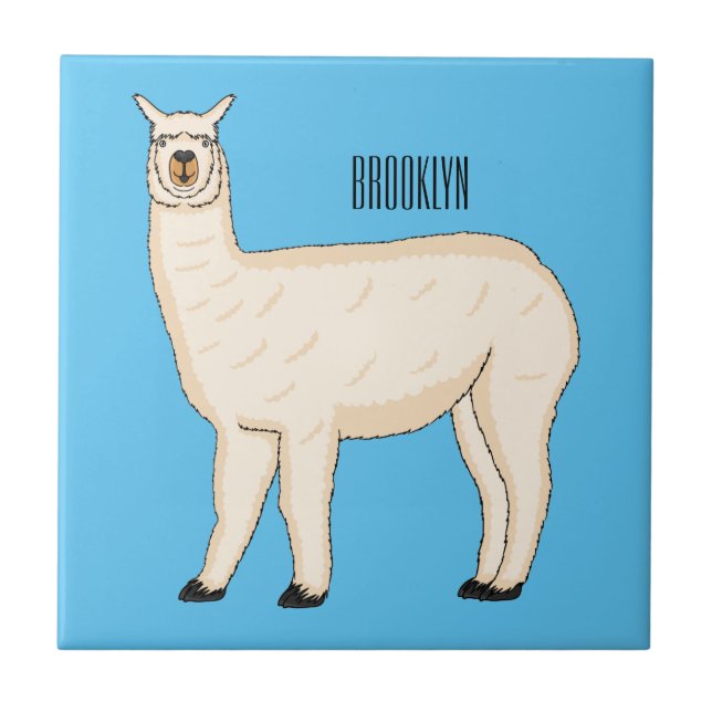 Llama cartoon illustration tile (Front)