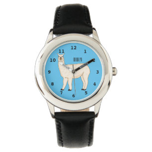 Llama cartoon illustration  watch