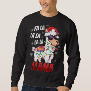 Llama Christmas  Fa La La Llama  Xmas Lights Sweatshirt