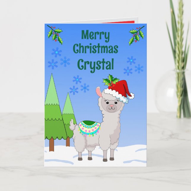 Llama Christmas Folded Greeting Card (Front)