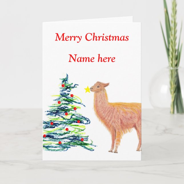 Llama Christmas Holiday Card (Front)