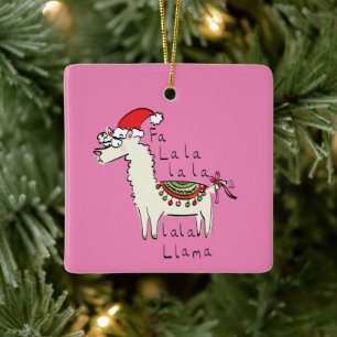 Llama Christmas Kids Cute Funny Ceramic Ornament