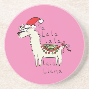 Llama Christmas Kids Cute Funny Coaster