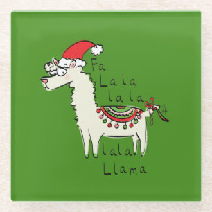 Llama Christmas Kids Cute Funny Glass Coaster
