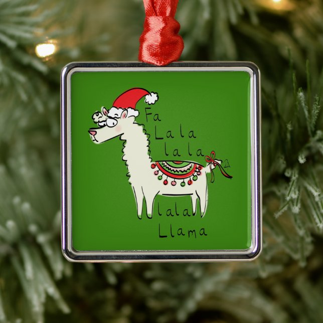 Llama Christmas Kids Cute Funny Metal Tree Decoration (Tree)
