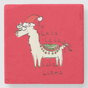 Llama Christmas Kids Cute Funny Stone Coaster
