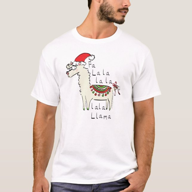 Llama Christmas Kids Cute Funny T-Shirt (Front)