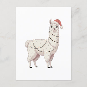 Llama Christmas Lights Sturdy Animals Lover Alpaca Announcement Postcard
