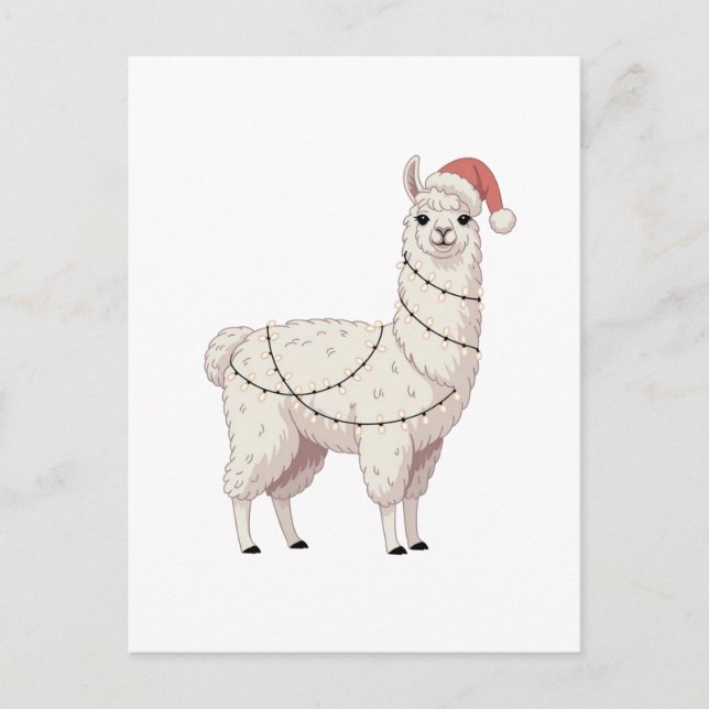 Llama Christmas Lights Sturdy Animals Lover Alpaca Invitation Postcard (Front)
