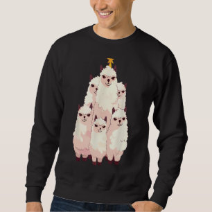 llama Christmas tree lights alpaca animals lover X Sweatshirt