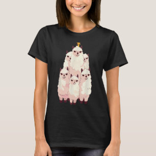 llama Christmas tree lights alpaca animals lover X T-Shirt