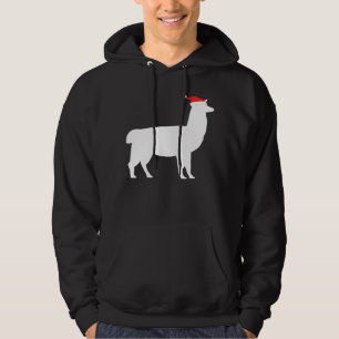 Llama Christmas Wearing Santa Hat Silhouette Image Hoodie
