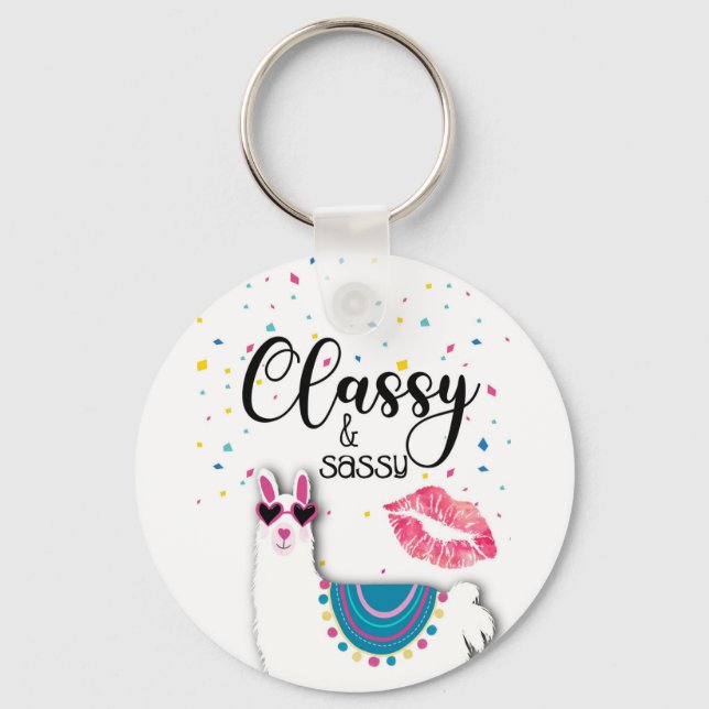 llama classy and sassy bridesmaid gift girlfriends key ring (Front)