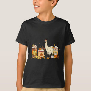 Llama Coffee Pumpkin Spice Animal Fall Thanksgivin T-Shirt