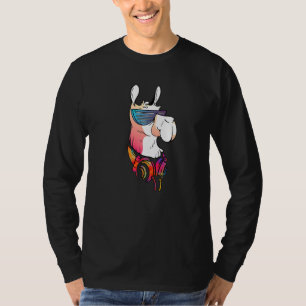 Llama Cool Sunglasses Colourful Headphones Llama T-Shirt