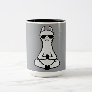 Llama Cool Zen Meditation Pose Sunglasses Relaxing Two-Tone Coffee Mug