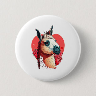 Llama Cute Alpaca Valentines Day Animal 6 Cm Round Badge