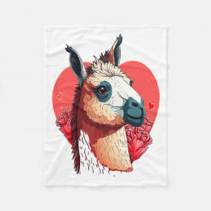 Llama Cute Alpaca Valentines Day Animal  Fleece Blanket