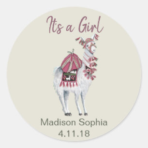 Llama cute Animal   Baby Shower   Round Sticker