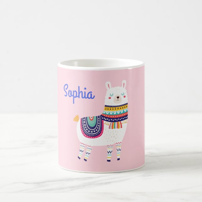 Llama Cute Custom Name Coffee Mug (Center)