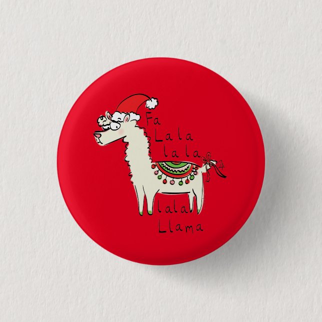 Llama Cute Funny Christmas Holiday 3 Cm Round Badge (Front)