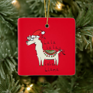 Llama Cute Funny Christmas Holiday Ceramic Ornament