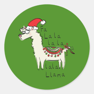 Llama Cute Funny Christmas Holiday Classic Round Sticker
