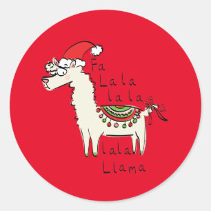 Llama Cute Funny Christmas Holiday Classic Round Sticker