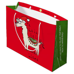 Llama Cute Funny Christmas Holiday Kids Large Gift Bag