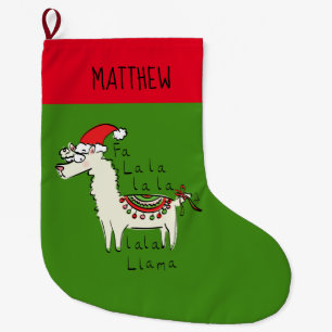 Llama Cute Funny Christmas Holiday Large Christmas Stocking