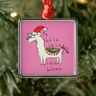 Llama Cute Funny Christmas Holiday Metal Tree Decoration