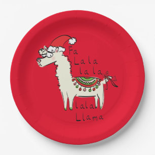 Llama Cute Funny Christmas Holiday Paper Plate