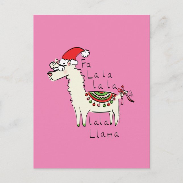 Llama Cute Funny Christmas Holiday Postcard (Front)