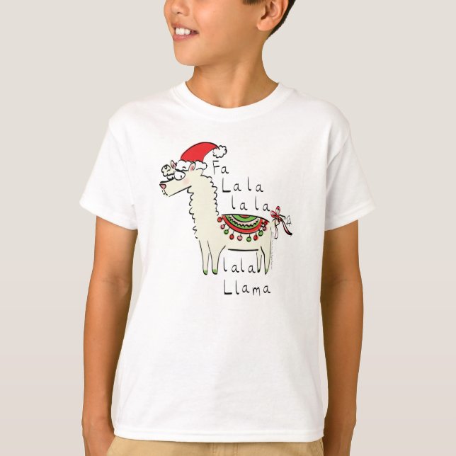 Llama Cute Funny Christmas Holiday T-Shirt (Front)
