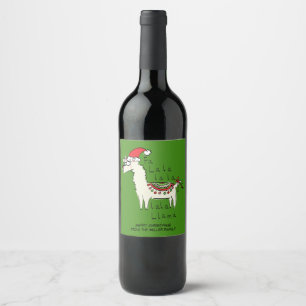 Llama Cute Funny Christmas Holiday Wine Label