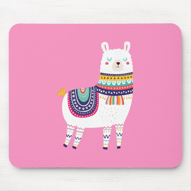 Llama Cute Pink Mouse Pad (Front)