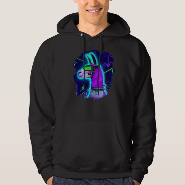 Llama Cyborg Robot Llama Cool Artistic Retro Alpac Hoodie (Front)