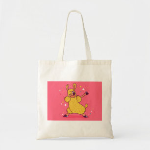 llama dabbing tote bag