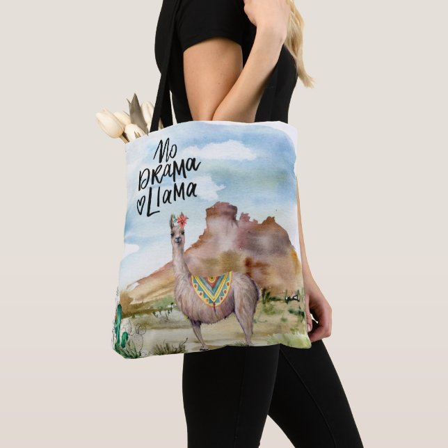 Llama & Desert Landscape Tote Bag (Close Up)