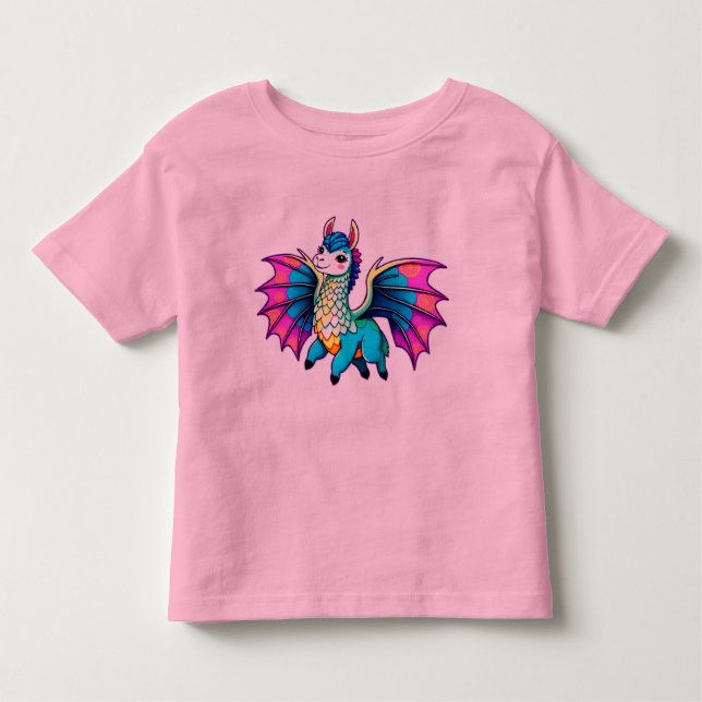 llama dragon cute whimsical toddler T-Shirt (Front)