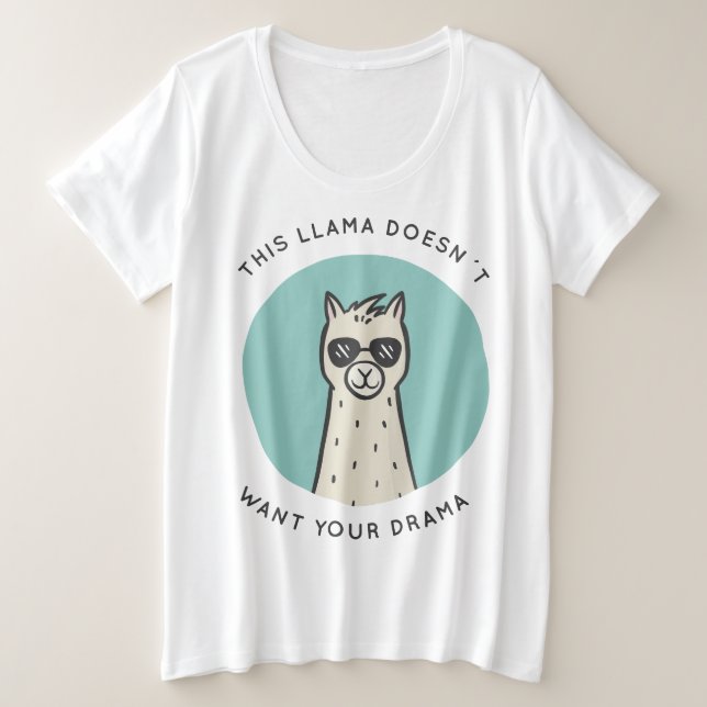Llama Drama Plus Size T-Shirt (Design Front)