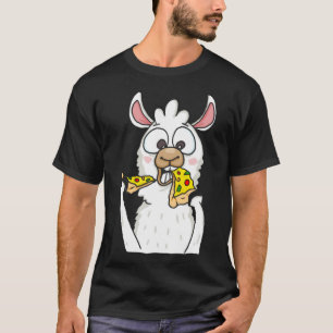 Llama Eating Pizza Funny Alpaca Pizza Food Lover F T-Shirt