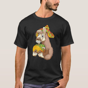 Llama Eating Taco Cool Mexican Alpaca  Llama Taco T-Shirt