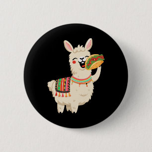 Llama Eating Taco Mexican Llama Funny Cinco De May 6 Cm Round Badge