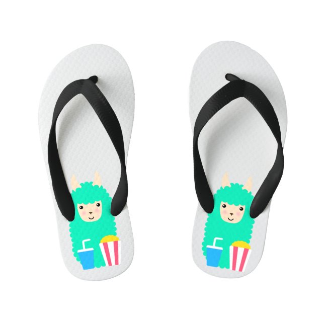 Llama Emoji Movie Lover Kid's Jandals (Footbed)