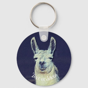 Llama Face Animal Art Personalised Key Ring