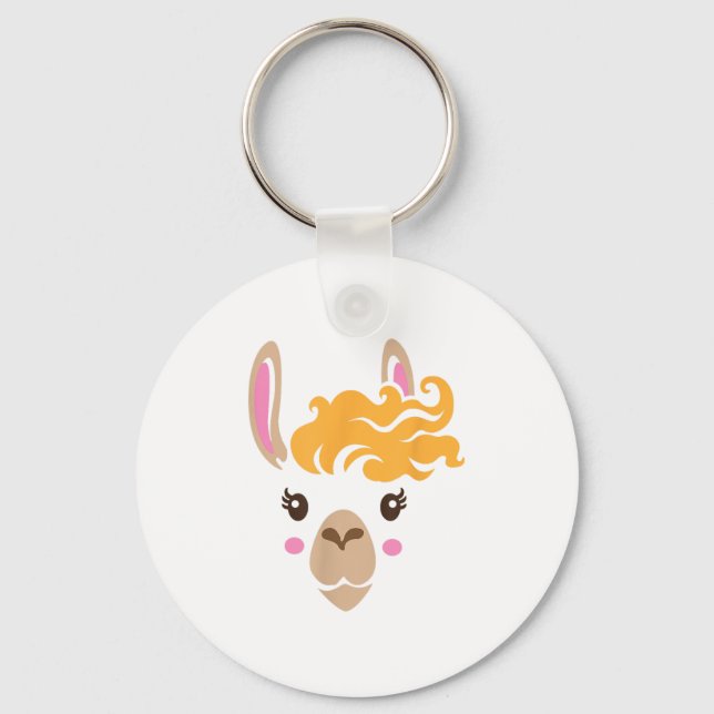 Llama Face Eyelashes Halloween Costume Hairstyle  Key Ring (Front)