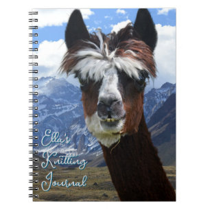 Llama Face Mountains Personalized Knitting Journal