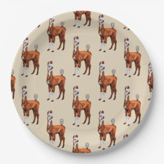 LLAMA & FEATHERS PAPER PLATE