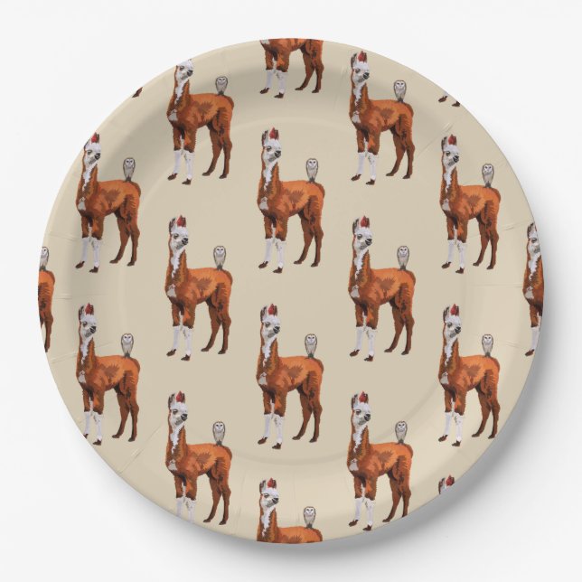 LLAMA & FEATHERS PAPER PLATE (Front)